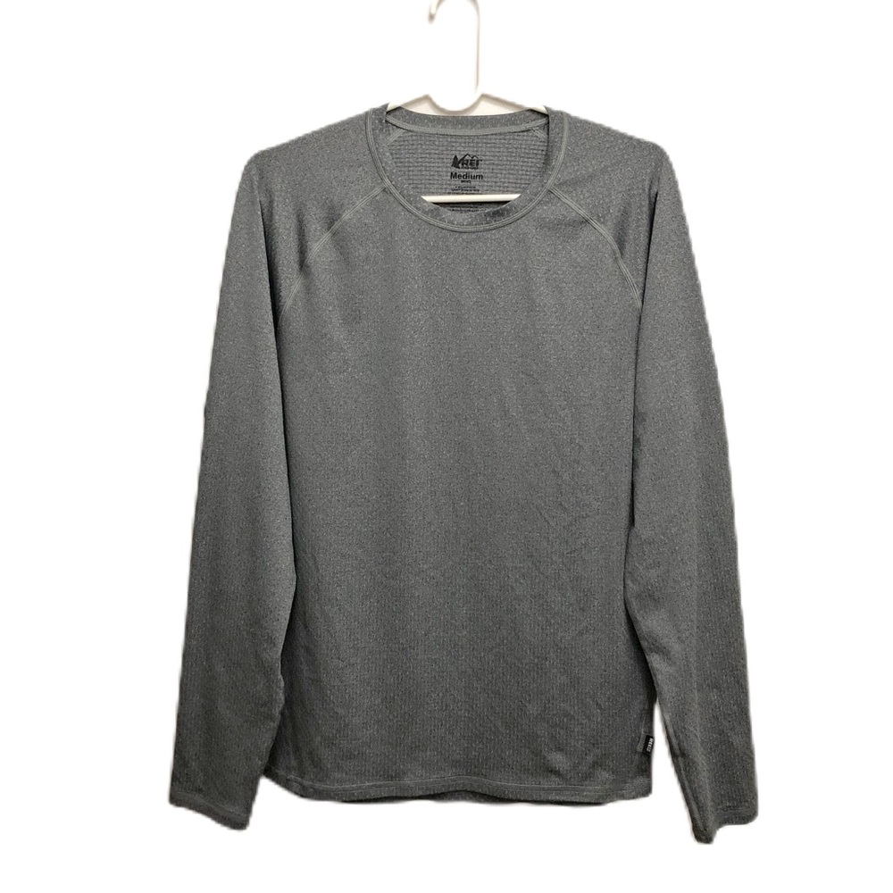 REI Co-op Mens Base Layer Shirt Long Sleeve Hiking Outdoors Athletic Gray Medium